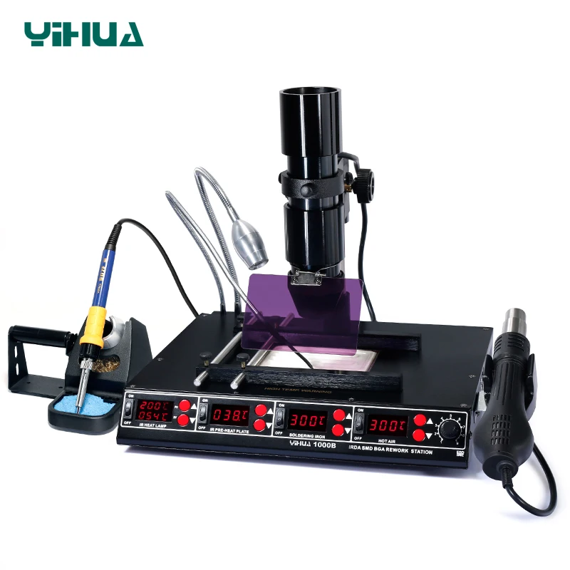 

YIHUA1000B Infrared Rework Station BGA Hot Air Gun 75W Import Iron Soldering Station Repair Tools