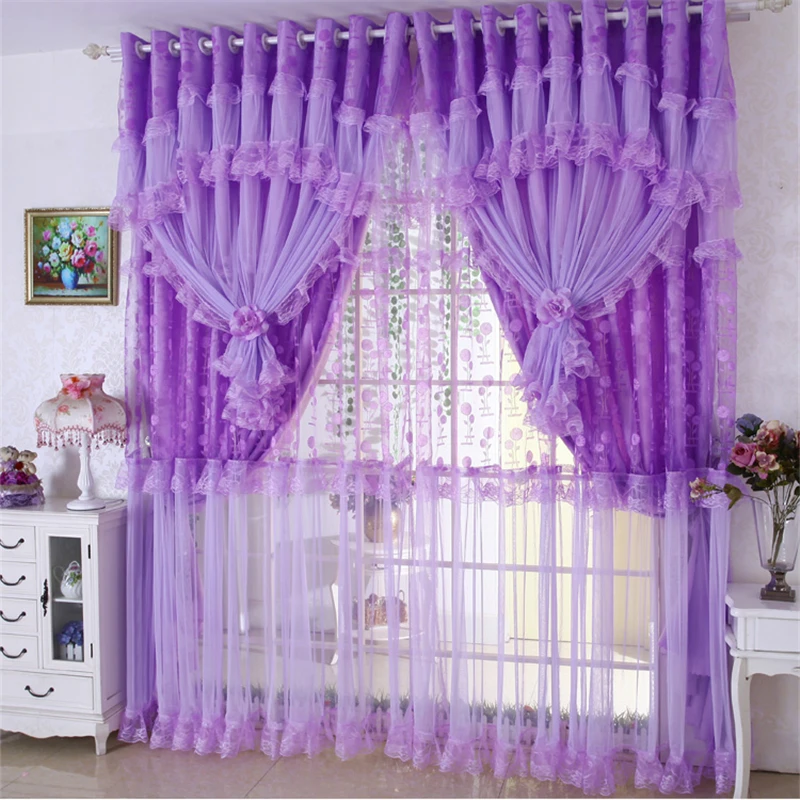custom curtains tulle Korean Romantic Princess lace curtain living room