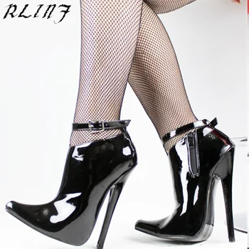 

RLINF New Product Pointed Wrist Strap Patent Leather Sexy 18 Cm Stiletto Heels Large Size 36-46