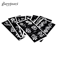 8 листов "сделай сам" для нанесения хны и тату трафарет окрашивание распылением изображения бабочки и цветка пикантные Для женщин Блестки для боди-арта трафареты для тату S200#12