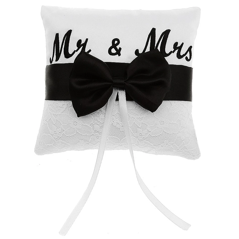 

AIMA Mr & Mrs Satin Ribbon Bow Wedding Ring Pillow 15cm