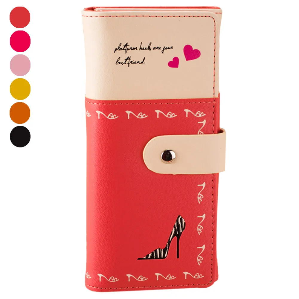 xiniu women wallets purses wallets female zipper pu cute Heels Purse Clutch Button Wallet Bag Handbag Card Holder @#