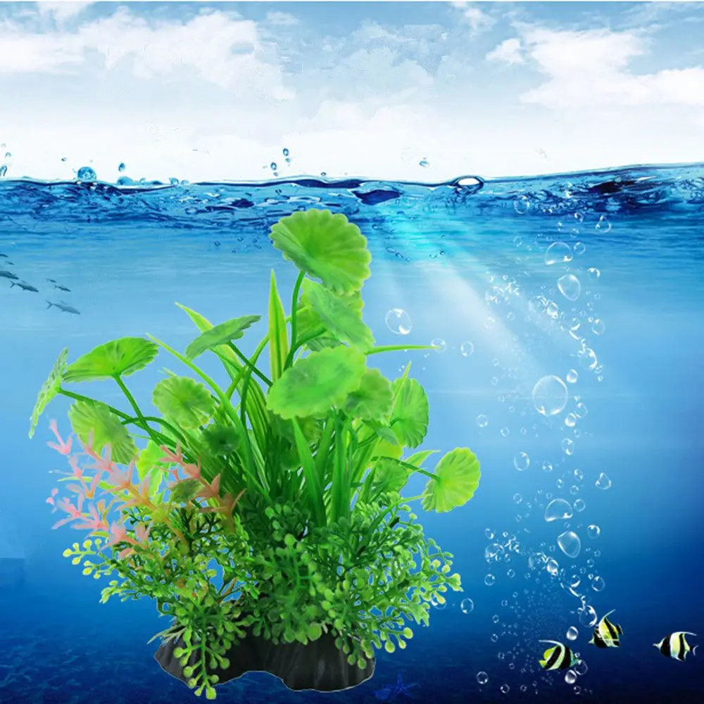 14 см пластиковая имитация водной травы ландшафт с искусственным растением украшение аквариума яркий цвет аквариума Пейзаж орнамент