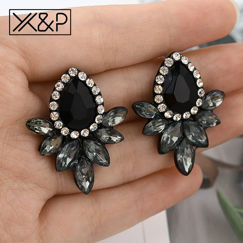 X&P Fashion Vintage Korean Crystal Women's Drop Earrings for Women Geometric Cubic Zirconia Dangle Earring Rhinestone Jewelry