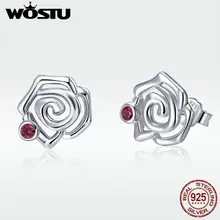 WOSTU,,, 925 пробы,, Серебряная роза, милые серьги-гвоздики для женщин, девушек, ювелирное изделие, серебряные серьги, подарок, DAE006