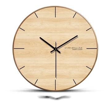 

12/14/16 Inch Natural Wood Hanging Clock Needle Quiet Movement Circular Watch Simple Time Clocks for Living Room Decoration Art