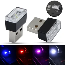 Buy 2pcs Car LED Atmosphere Lights USB Socket Decorative Cigarette Lighter Emergency Lighting Portable Red Blue White Pink DC 5V Free Shipping