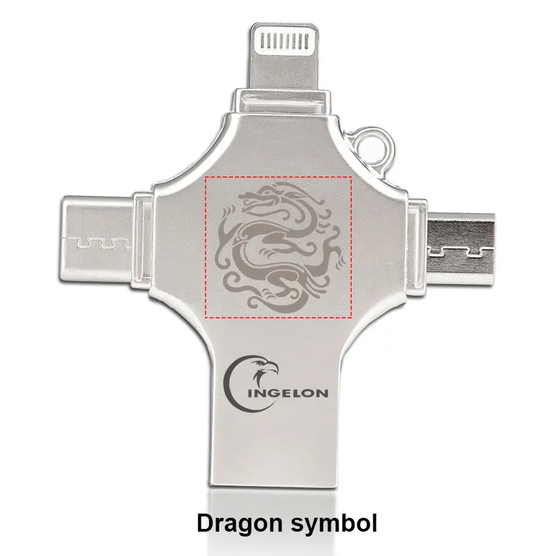 Ingelon USB Flash 16 г 32 г 64 г 128 г idragon Pendrive Memory Stick DIY Ankh Cross Unicorn DJMusic металлический usb флеш-накопитель для iphone - Цвет: 4in1 Plus Dragon