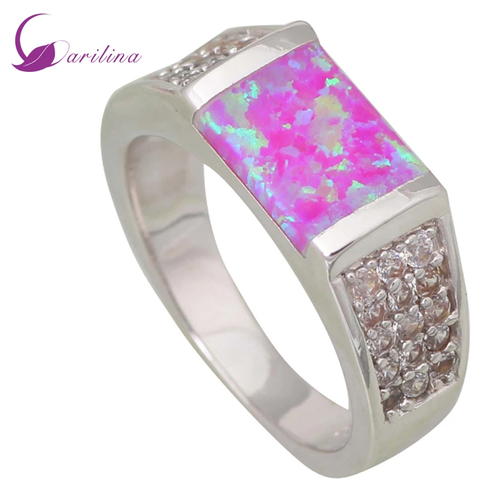 

Wedding rings New Statement Rings for women Pink Fire Opal 925 sterling silver jewelry Bridal ring R426