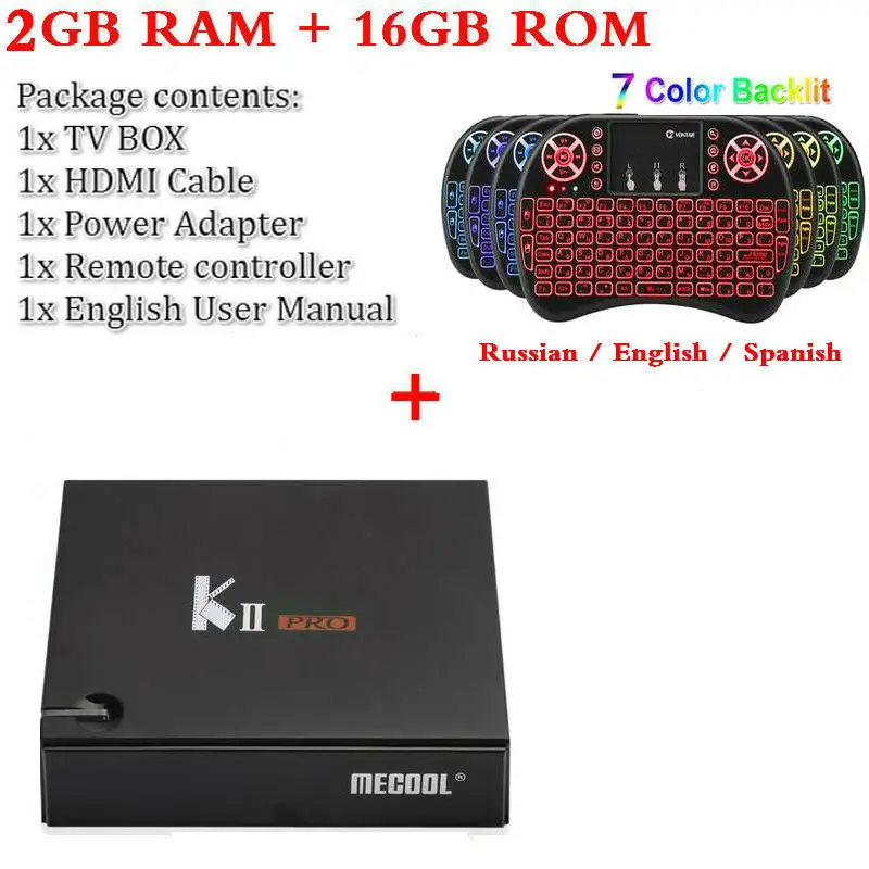 MECOOL KII PRO Android 7.1.1 ТВ приставка DVB-S2 DVB-T2 K2 PRO Amlogic S905D четырехъядерный 2G16G 4K Cline NEWCAMD 2,4/5 GHz двойной Wifi - Цвет: Box Backlight I8