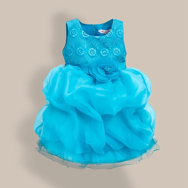 

Summer girls solid color wedding dress children's sleeveless performance princess evening lace Dresses vestidos