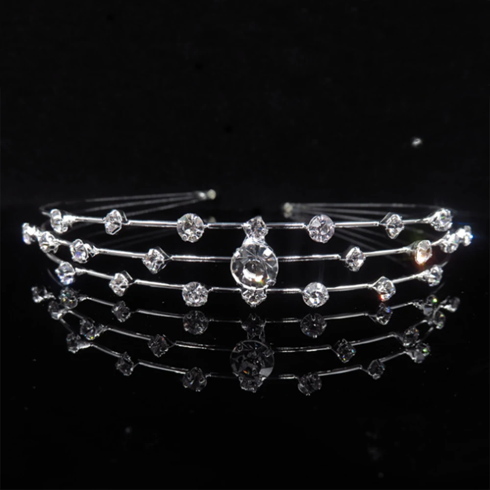 Princess Tiaras Wedding Crown Rhinestone Pearl Headband for Kid Girls Bridal Party