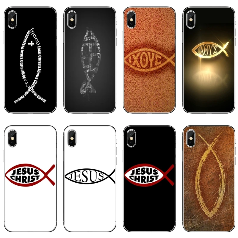 

Jesus Christian Fish Logo For iPhone X XR XS Max 8 7 plus 6s 6 plus SE 5s 5c 5 4s 4 iPod Touch case Soft phone cover cases
