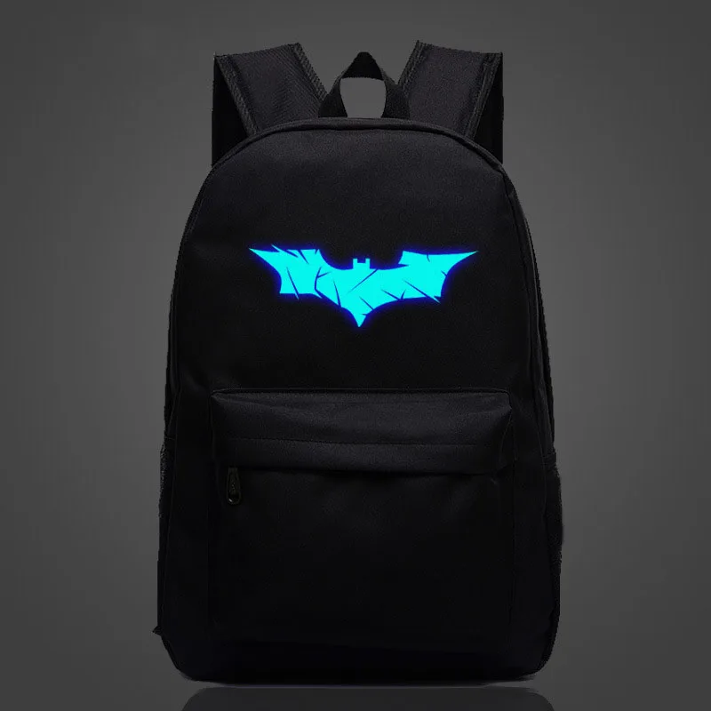 Бэтмен черный крутой школьный Светящийся рюкзак дорожная сумка рюкзак