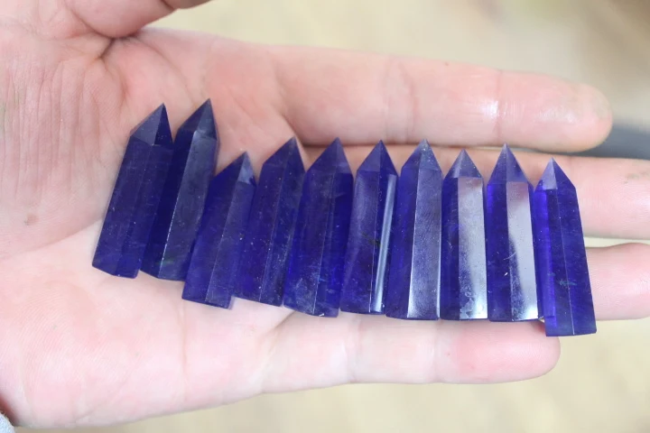 bule smelt quartz crystal wand