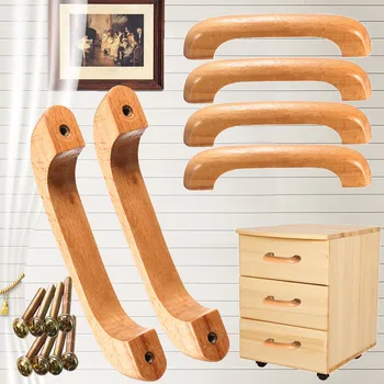 Solid Wood Furniture Handle Cabinet Knob Furniture Round Drawer Wooden Cabinet Door Handle Kitchen Cabinet Furniture