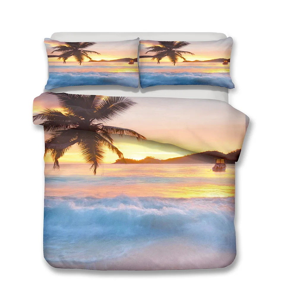 

Tropical Palm Trees Sunset Coconuts Ocean 3d Print Bedding Sets 3pcs Duvet Cover Pillowcases for Adult Kids bed set Wave 12 size