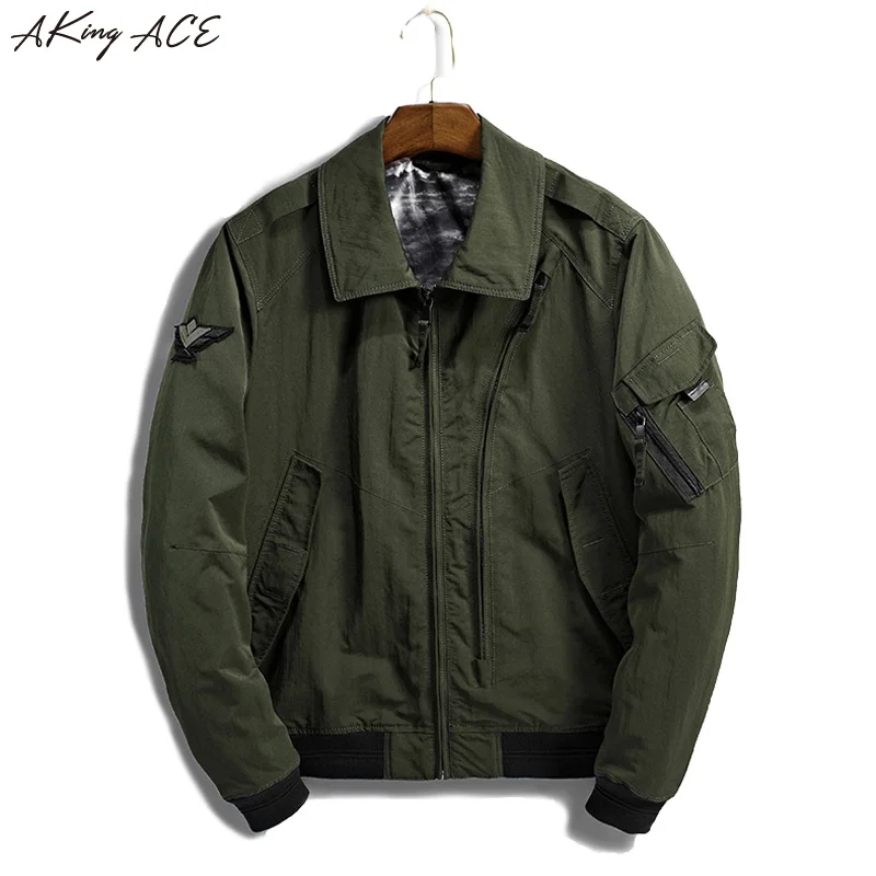 Men Jacket Military Pocket Sleeve Bomber Jackets Men Casual With