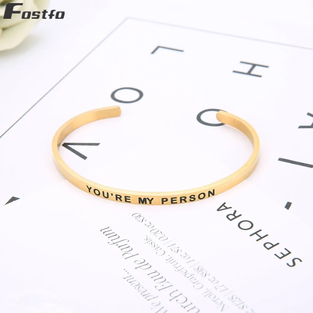 Fostfo 4 мм YOU'RE MY PERSON нержавеющая сталь положительный вдохновляющий персонализированный браслет с мантрой браслет для влюбленных подарки