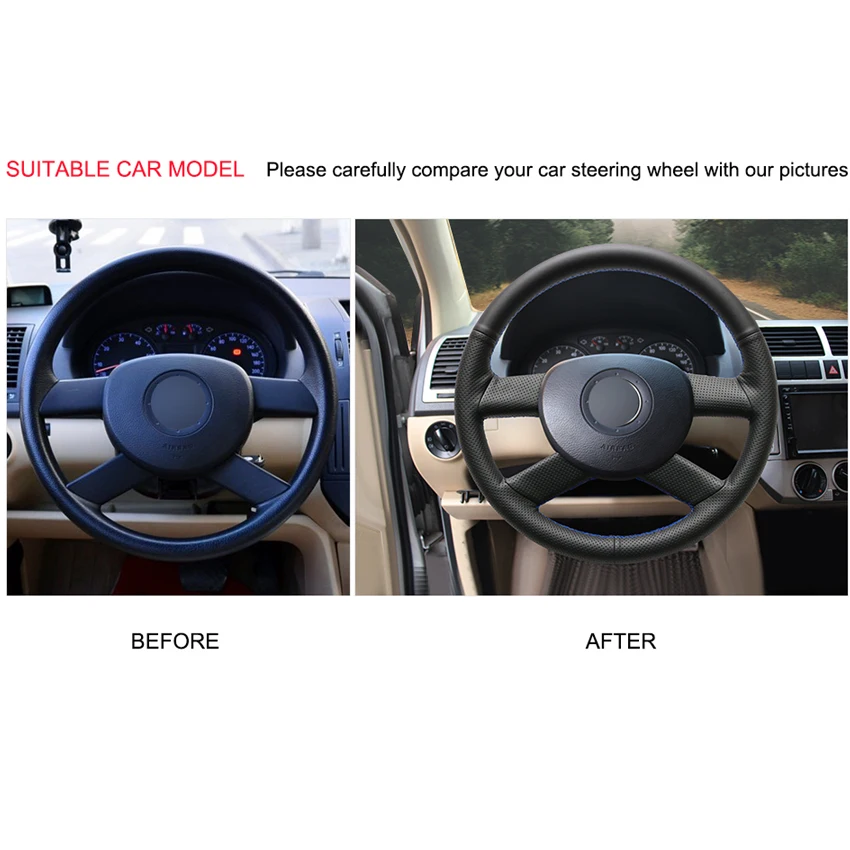 Чехол рулевого колеса ручной работы из искусственной кожи для Volkswagen VW Polo 2003 2004 2005