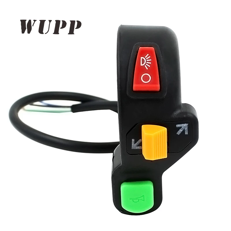 

WUPP 3 In 1 Motorcycle Handlebars Switch Headlight Horn Turn Signals Led Light On/Off Button For ATV Bike Scooter
