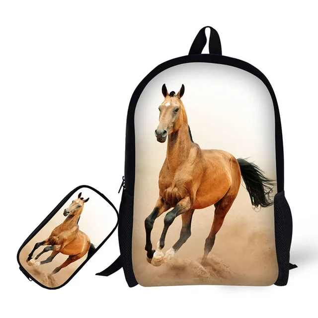 17 inch School backpack horse Series boys girls school shoulders bag