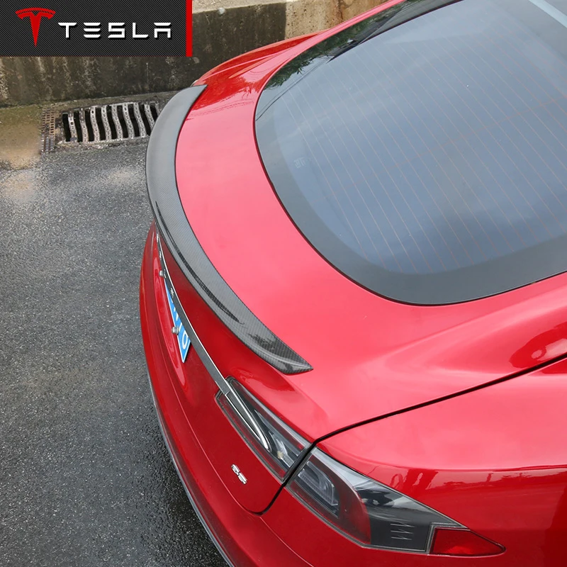 Подходит для Tesla Model S 4 Door Sedan 2012 2013 2014 2015 2016 задний спойлер из углеродного волокна