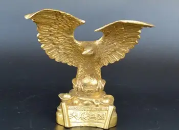 

6.2" China Feng Shui Sculpture Brass Copper Eagle Tercel Expanded Winged Statue