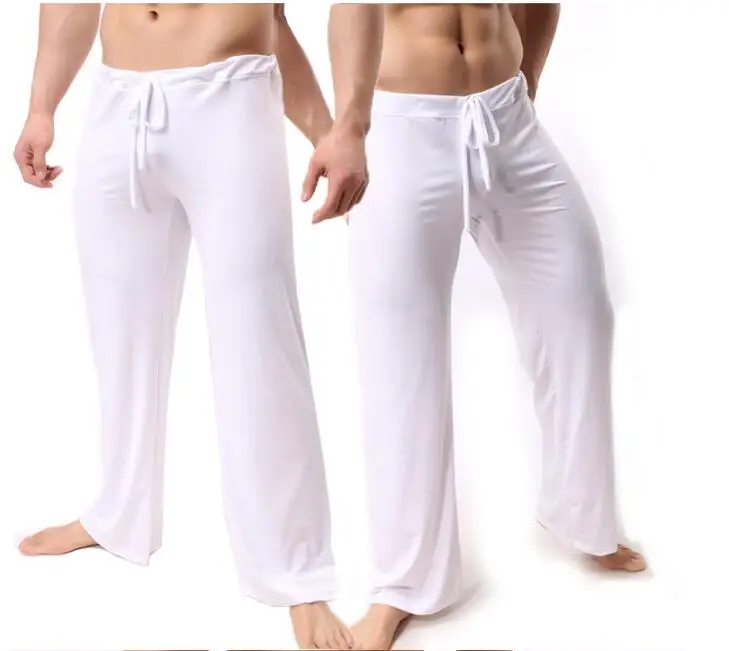 mens silk pajamas Brand Man Long Pant Sleepwear Comfy Breathable Slip Mans Sleep Bottoms Men's Casual Trousers Homewear See Through Pajama Pants mens pjs sale Men's Sleep & Lounge