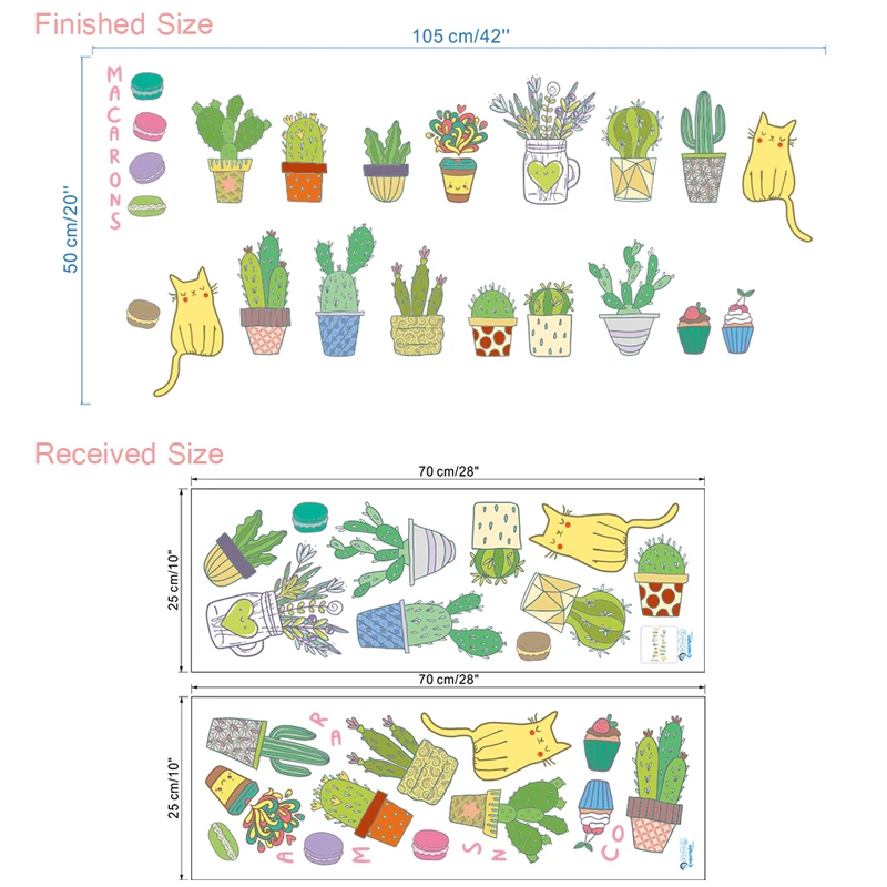 Садовые горшечные растения кактус алоэ наклейки на стену домашний Декор Гостиная цветок бабочка бонсай Наклейки на стены diy Фреска художественные плакаты