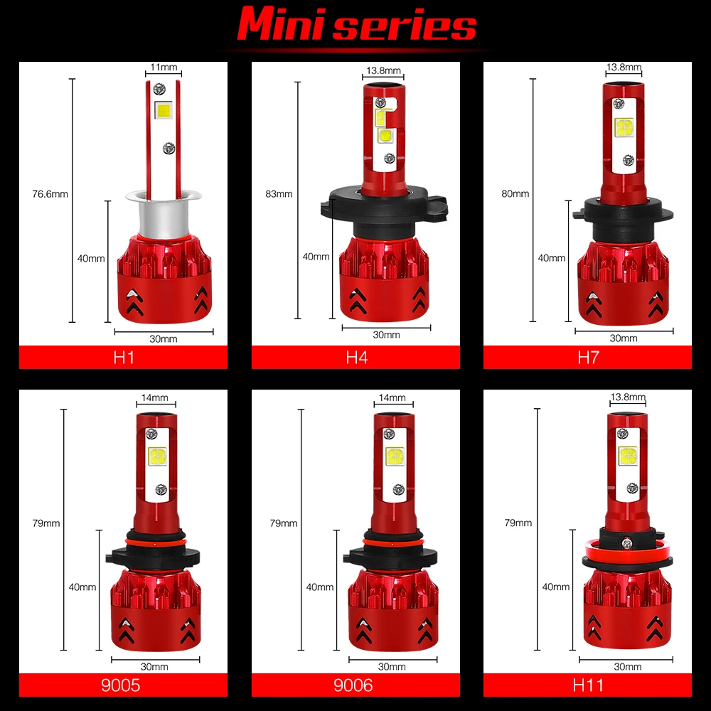 2 X H8/H9/H11 светодиодный фар лампы 30 W 4800LM 9 V-36 V IP68 Водонепроницаемый 6000 K 6063 Алюминий для Mini7 автомобилей Грузовик внедорожник всех автомобилей