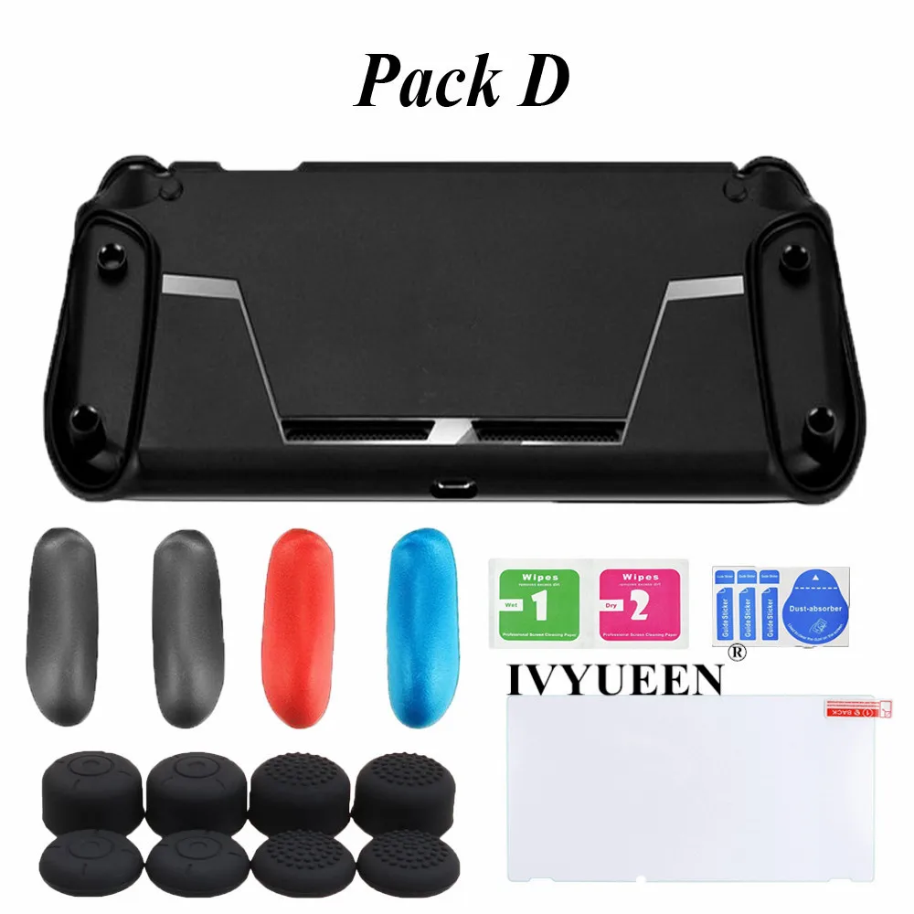 IVYUEEN for Nintend Switch NS NX Console Soft Protective TPU Shell Case Shock Absorption Handle Grip with 4 Game Card Slot