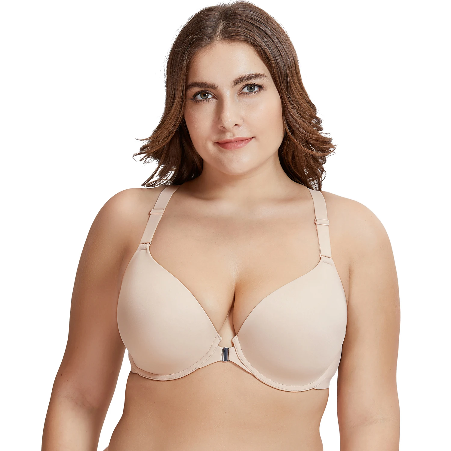 

Women's Smooth Foam Full Coverage Underwire Front Closure Racerback Bra