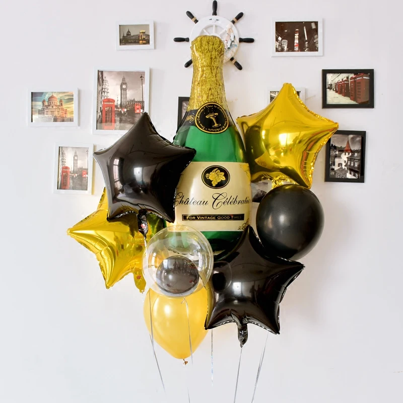 

Party balloon Set Star Shape Foil Balloon Wine bottle Inflatable Wedding Decoration Ball Happy Birthday Party Supplies