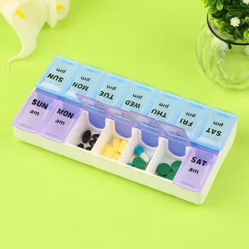 

7 Days Pill Case Medicine Storage Tablet Pill Box With Clip Lids Medicine Organizer Pill Case Splitters Storage Dispenser Weekly