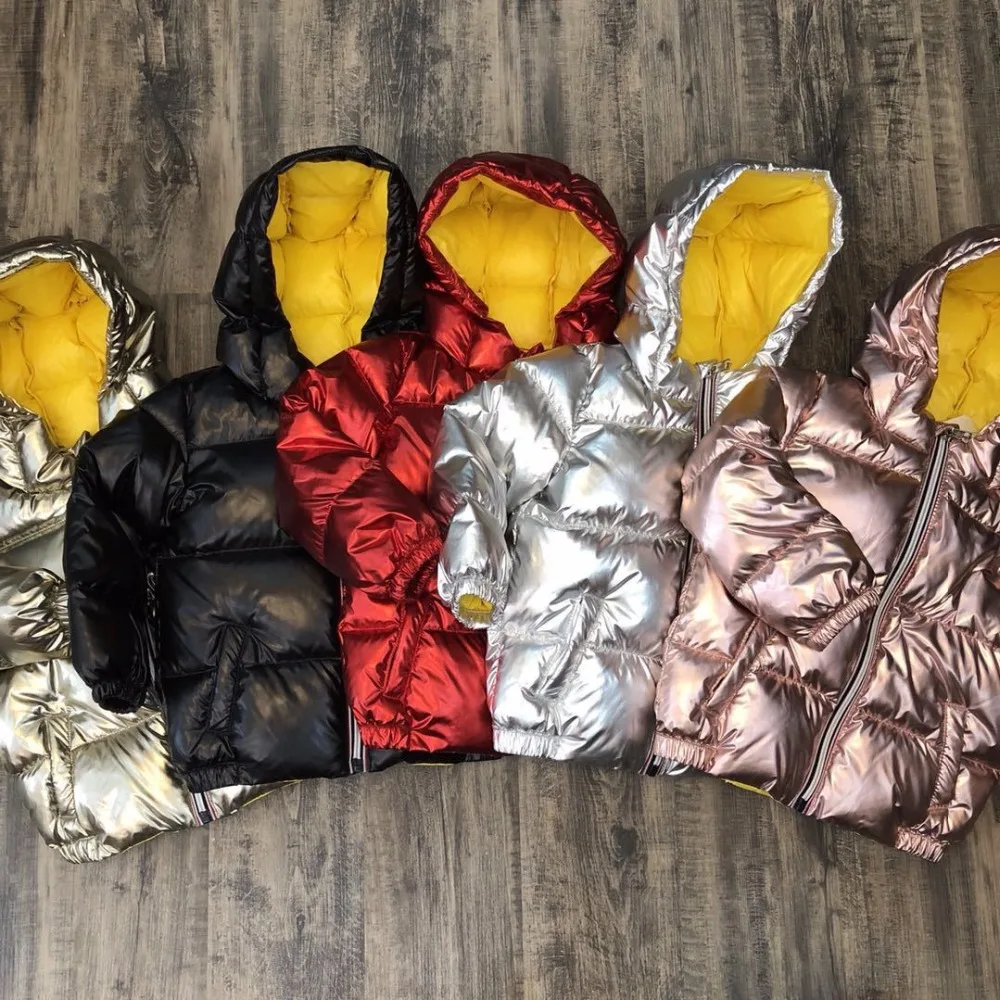 

Children winter warm jacket for kids girl silver gold Boys Casual Hooded Coat Baby Clothing Outwear kids Parka Jacket snowsuit