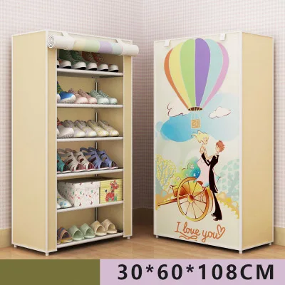 Нетканый тканевый простой шкаф для спальни и общежития, съемный органайзер для обуви, шкаф для хранения, гостиная, Пылезащитная полка для обуви - Цвет: yellow 6