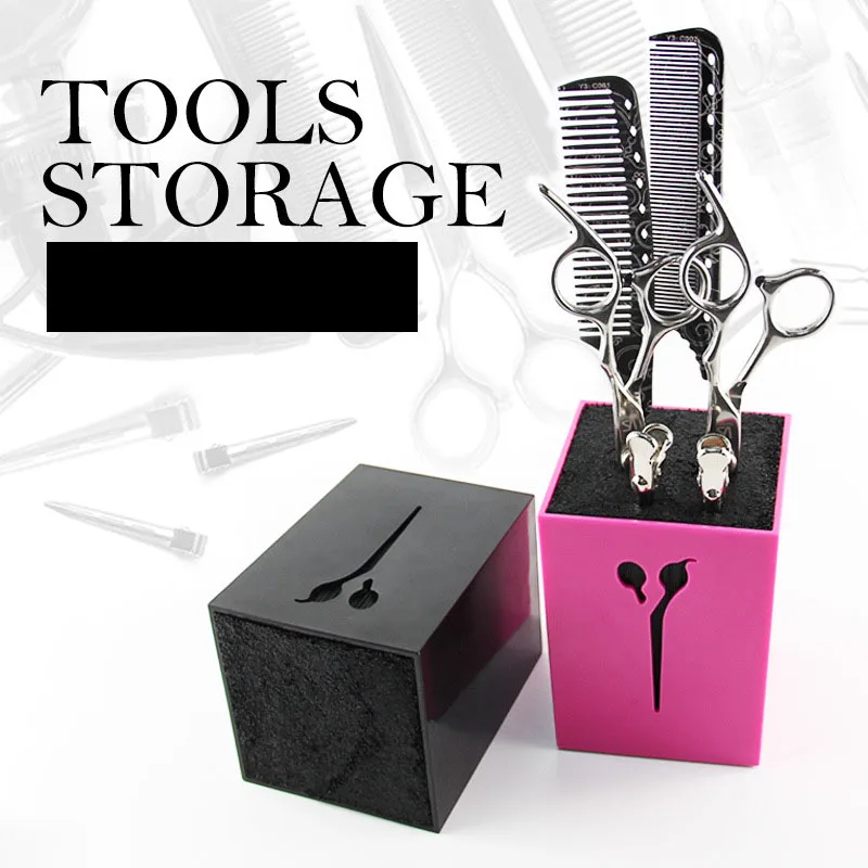 New Barber Hair Scissor Stand Case Acrylic Salon Pet Groomer Hair Clips