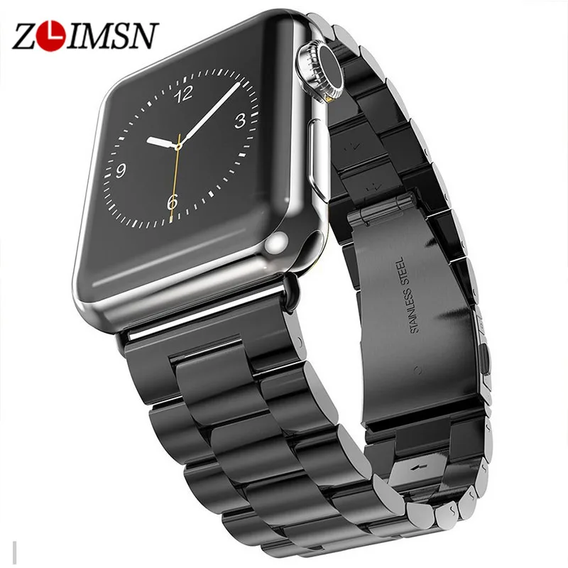

ZLIMSN Luxury Stainless Steel Buckle Metal Men's Women's Watchband For apple watch band 38mm 42mm Strap iwatch Series 4 3 2 1