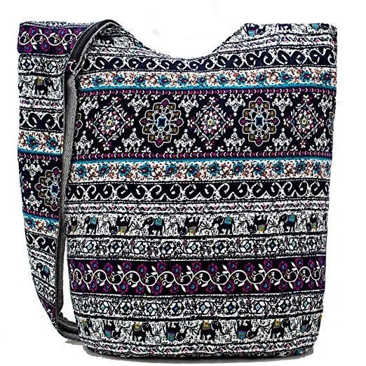 women Hippie Crossbody Bag Thai Top Zip Hobo Sling Bag Handmade Hipster Messenger Bag (5)