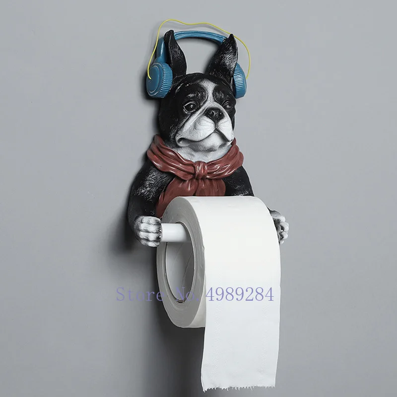 

Creative Resin 3D Headphones dog tissue box Tissue tube Storage basket Bathroom wall Home accessories Wall mount Home Decoration