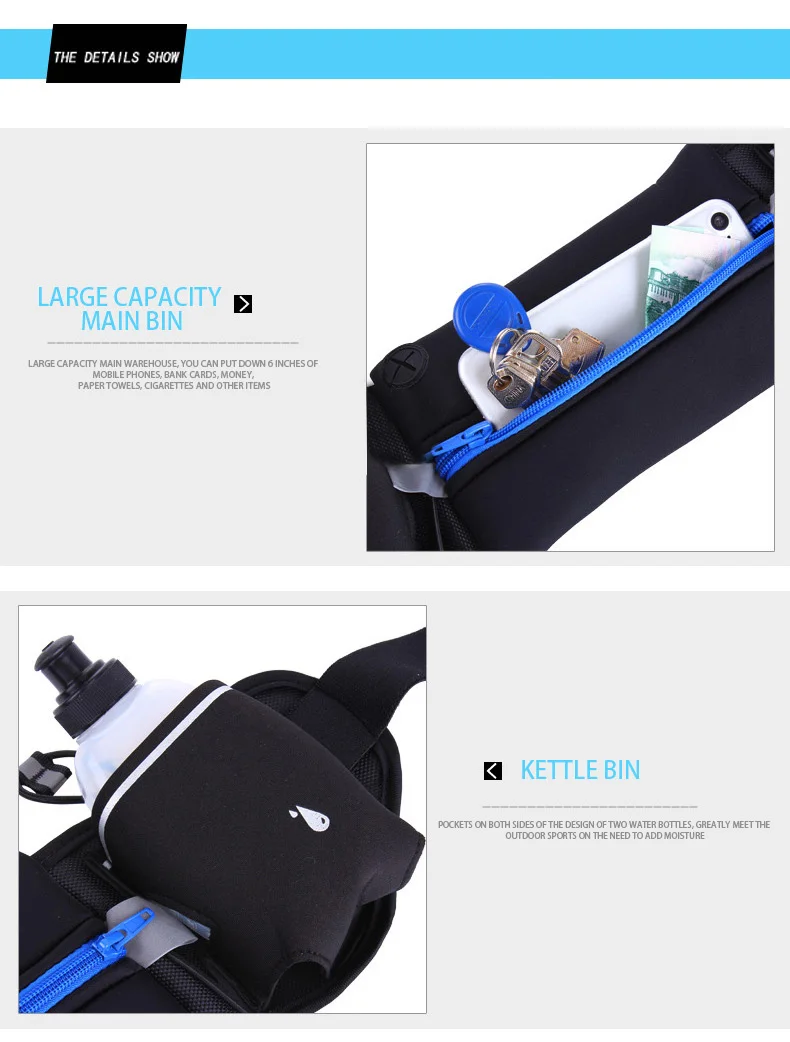Tfshining Running Phone Bags for 4-6 Waist Pack Outdoor Sport Hiking Racing Gym Fitness Lightweight Hydration Belt Water Bottle (8)