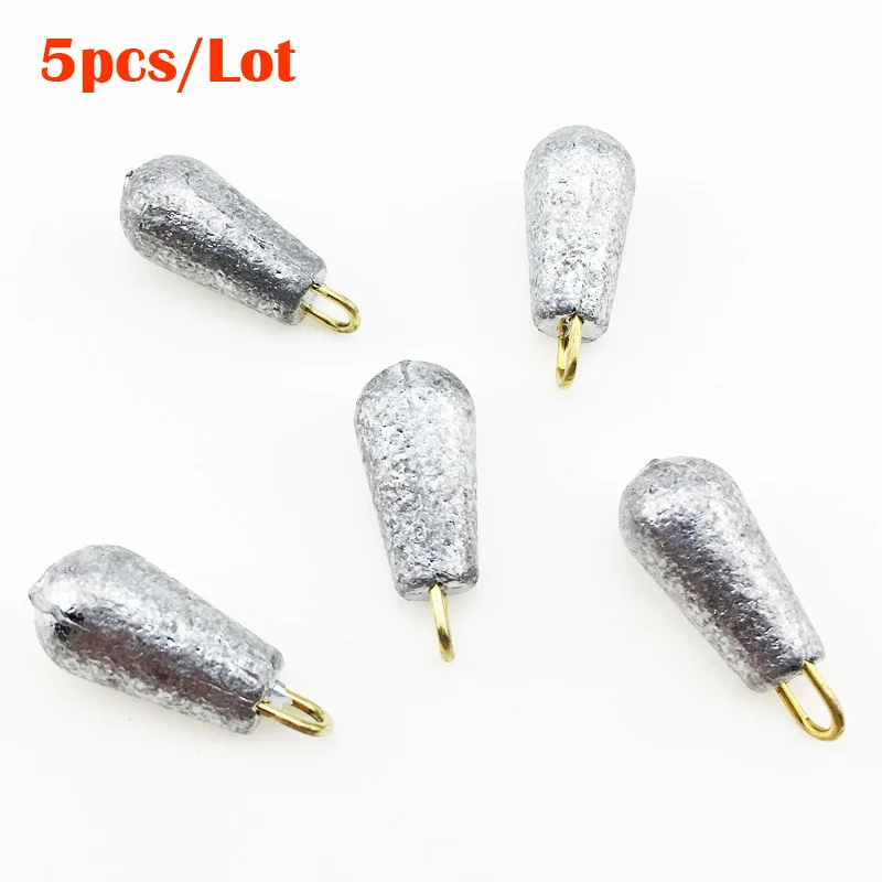 

5pcs/lot 10g Professional String Hook Fishing Lead Sinker Drop Type Lead Sinker Belt Lead Sinker Fishing Tackle