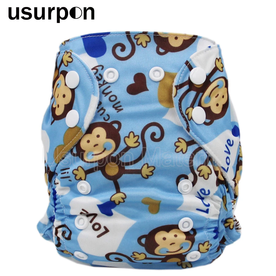 

[usurpon] 1pc newborn cloth diaper with double leg gusset washable and resuable newborn diaper suits 0-3 months