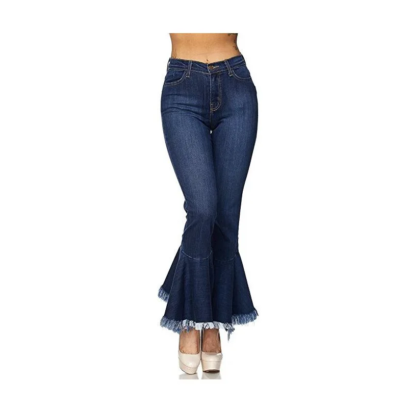 Джинсы-бойфренды для Для женщин девять точки Microhorn кисточкой широкий ноги отделкой тонкие джинсы стрейч джинсы плюс Размеры Высокая талия