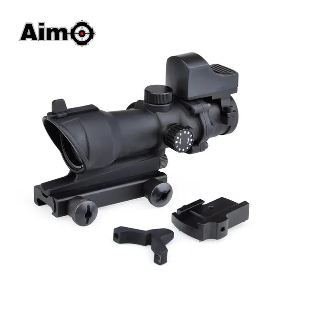 Cheap Aim-O Red Dot ACOG 4x32 Optical Hunting Riflescope Reflex Sight Red / Green Reticle With QD Mount For Air Gun AO5320