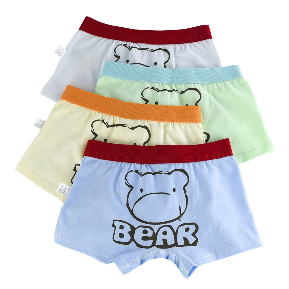 4 Pcs/lot Soft Cotton Kids Underwear Bear Pattern Boy Boxer Baby Shorts