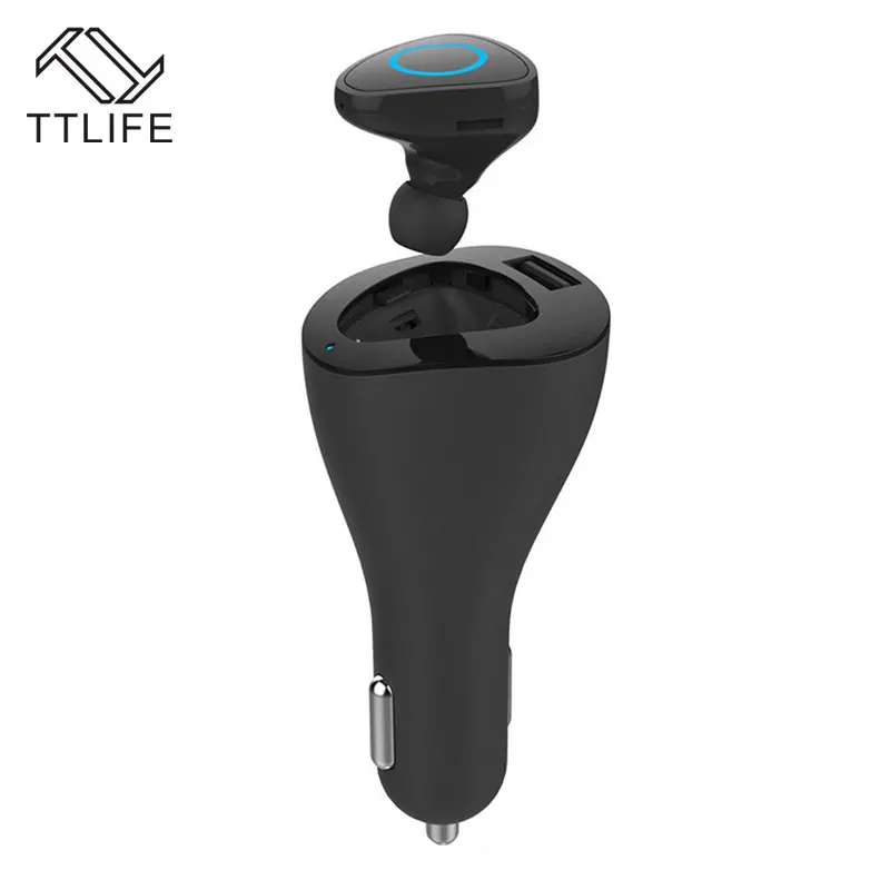 TTLIFE Bluetooth Earphone Car Charger Led Display Wireless Headphones Car Phone Charger 2 in 1