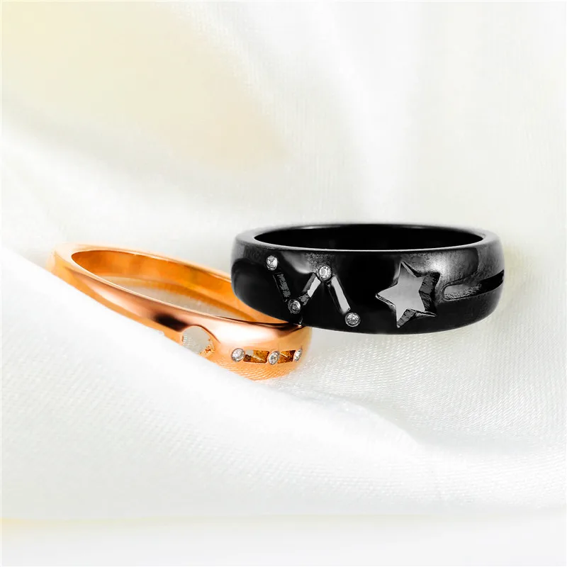 Modyle Fashion Wedding Rings Stainless Steel Ring Female Male Promise Ring Cubic Zirconia Couple Jewelry Sales Promotion