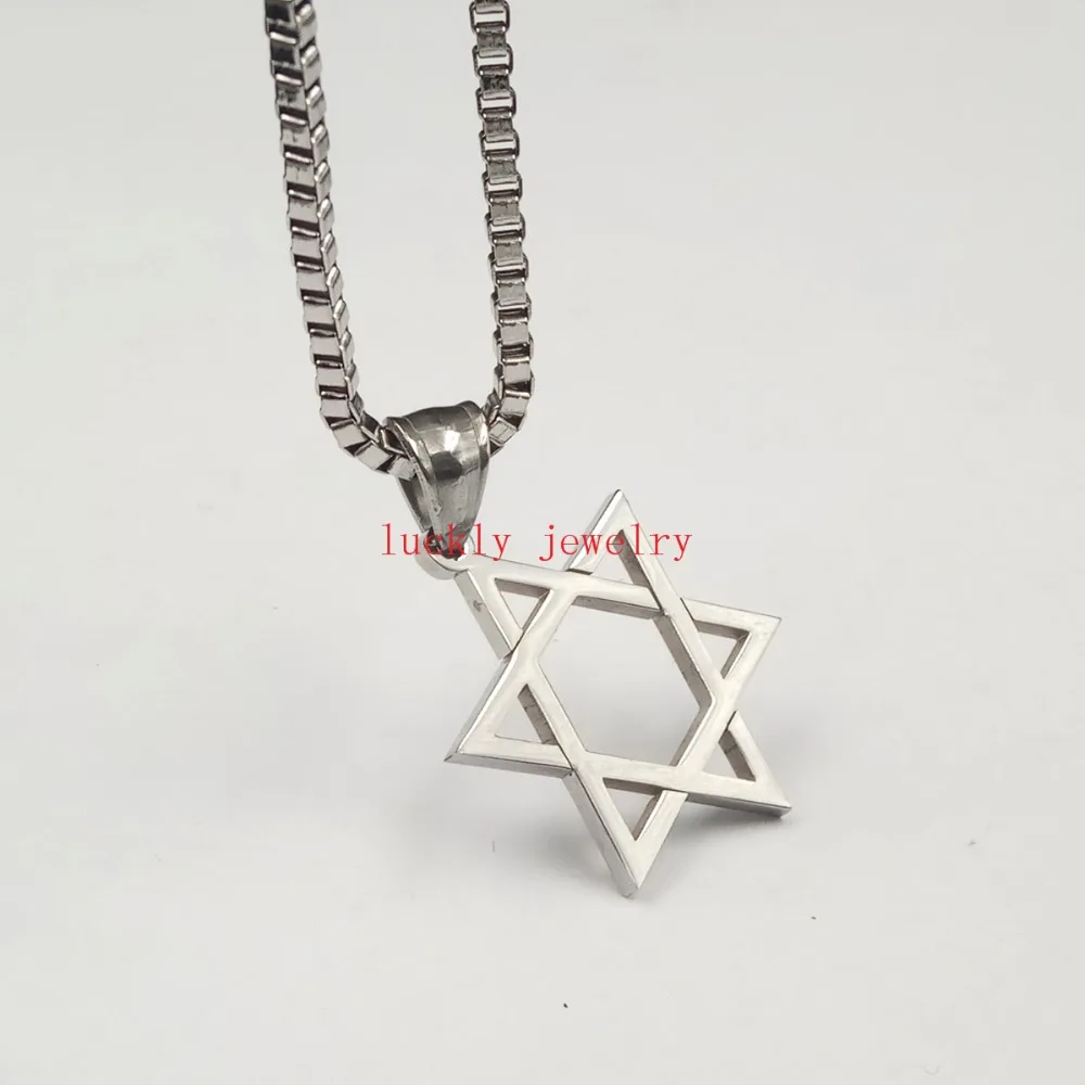 Simple Fashion Men's Boy's Silver Jewish star Jewelry Gift 316L